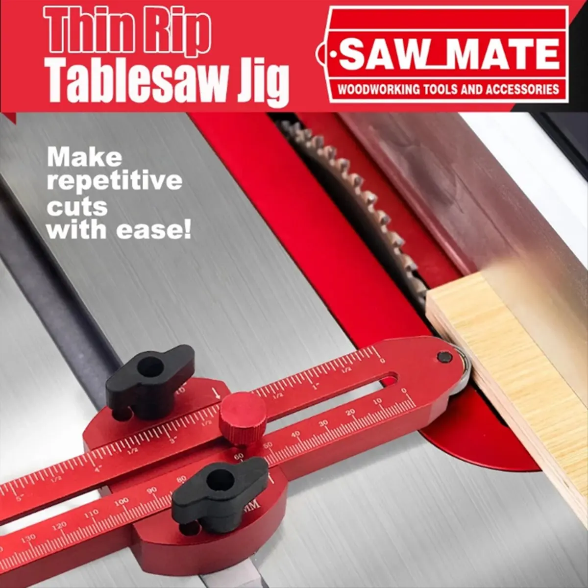 Thin Rip Jig Tablesaw Jig Guide for Making Repetitive Narrow Thin Strip Cuts Woodworking Fast Thin Ripping Guide Tools