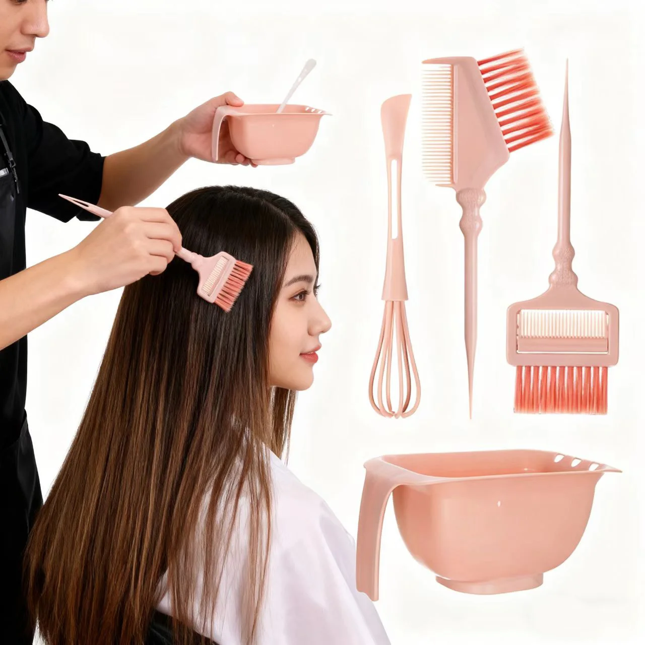 

4Pcs Professional Hair Dying Set,Tinting Bowl with Brush Large Capacity Toning Mixng Container Multifunctional Dye Paste Mixer