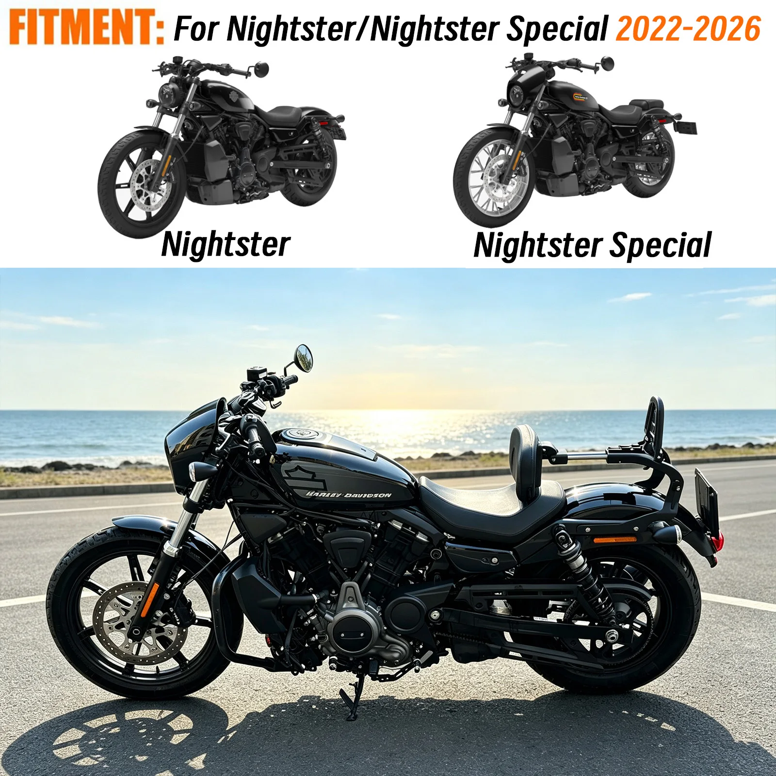 Detachable Motorcycle Rear Backrest Passenger Sissy Bar For Harley Nightster Special RH 975 RH975 RH975S 22-26 Driver Sissybar