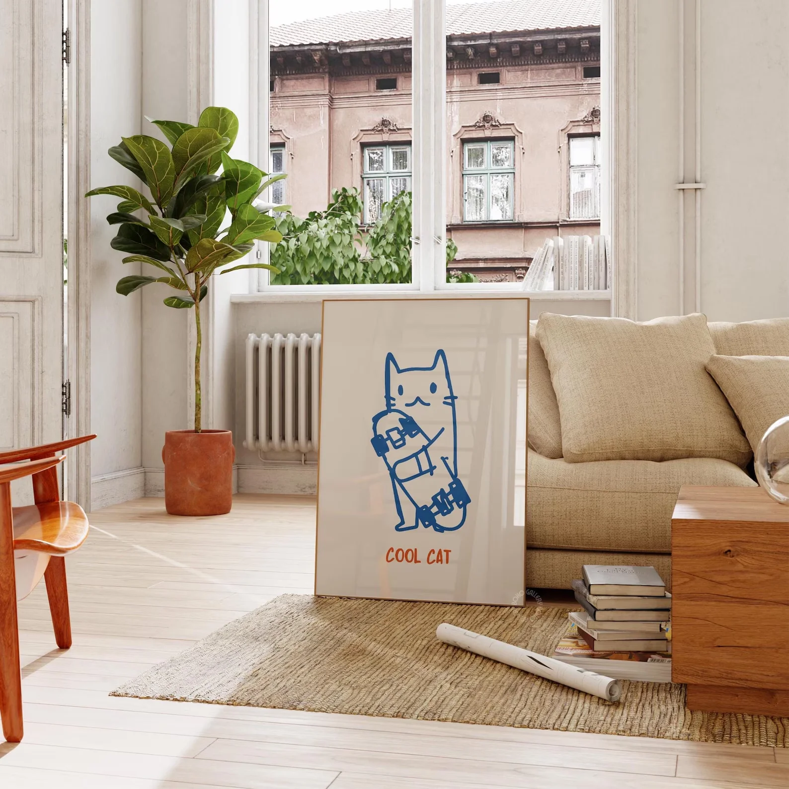 لوحة فنية جدارية للقطط، ملصق قطة مضحك على شكل لوح تزلج، فن جداري رقمي، هدايا لمحبي القطط، لوحة جدارية غير تقليدية، توضيحية لطيفة للقطط، حفر رائع