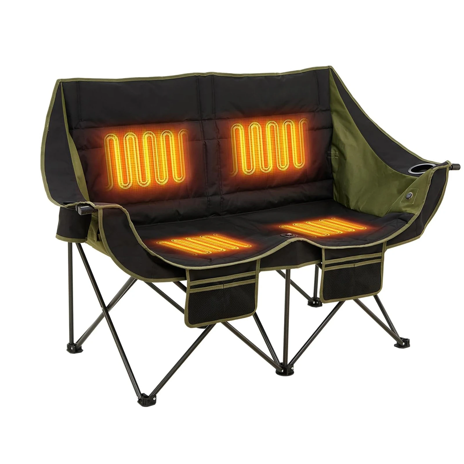 

Custom Portable Couple Heated Double Seat Outdoor Furniture Leisure Luxury Lazy Folding Camping Garden Beach Chairs