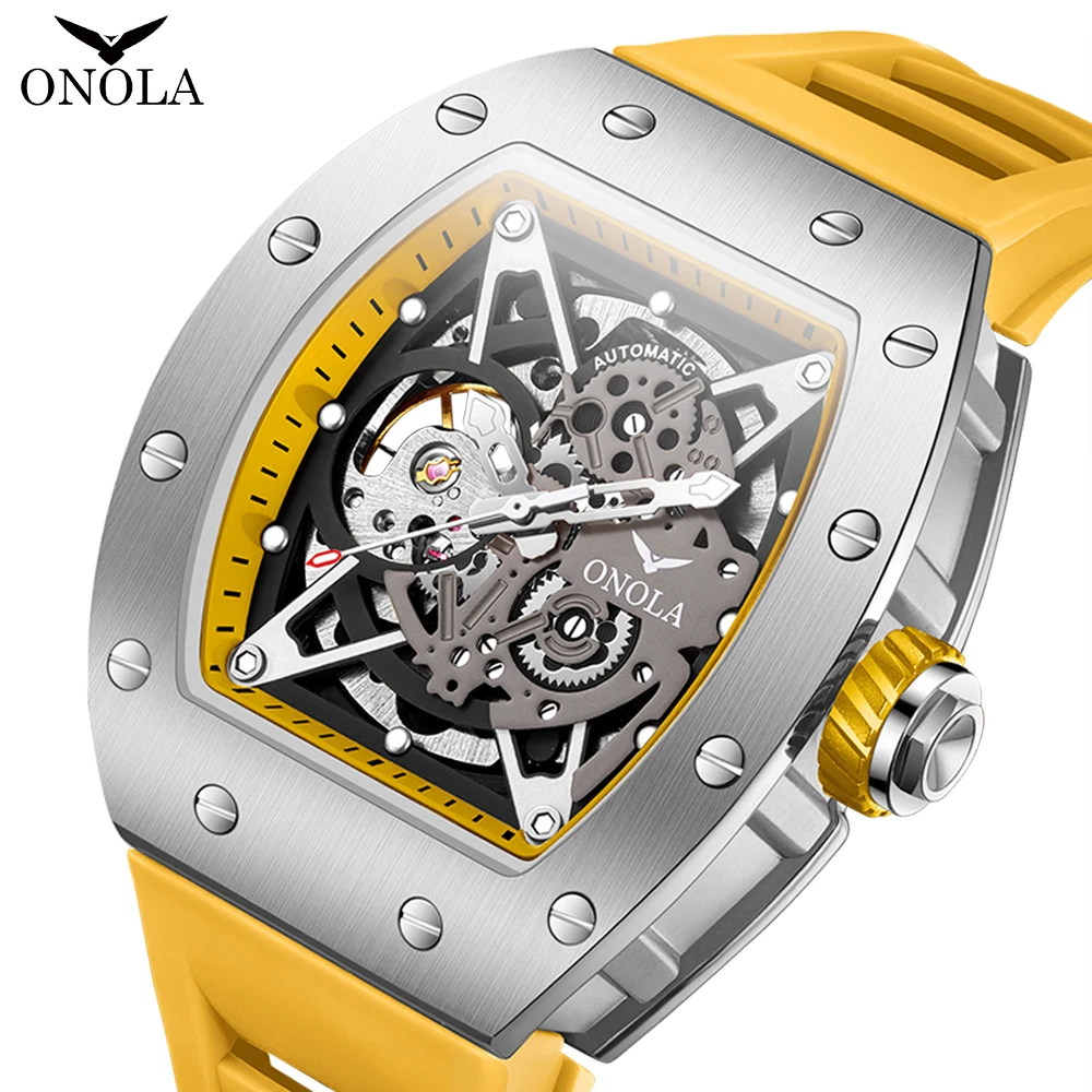 Luxury Watches Men ONOLA Fashion Hollow Full-automatic Mechanical Tape Waterproof Watch for Men Montres Pour Hommes Clock