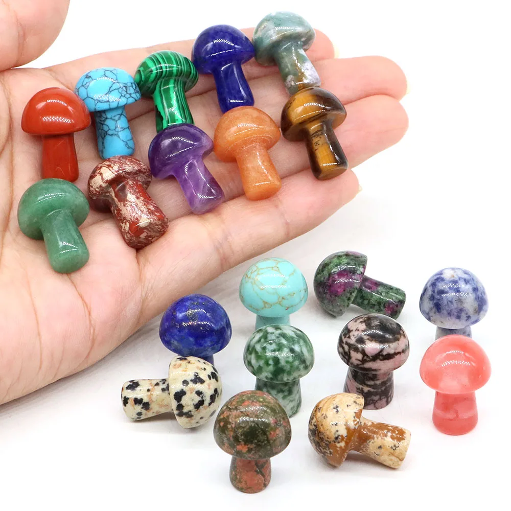 20mm Mini Mushroom Natural Crystals Healing Stone Carved Gemstone Handicrafts for Home Garden Room Decoration Gifts Wholesale