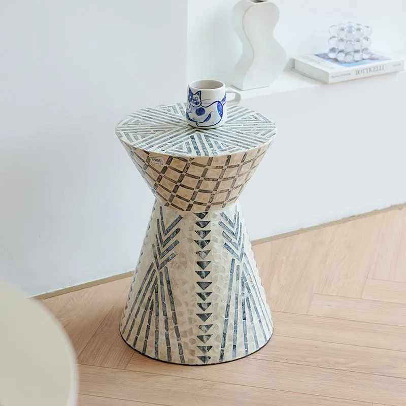 xc-Handmade Mother Of Pearl Side Table Modern Shell Inlay Furniture for Home Living Room Lounge Side Tea Table#