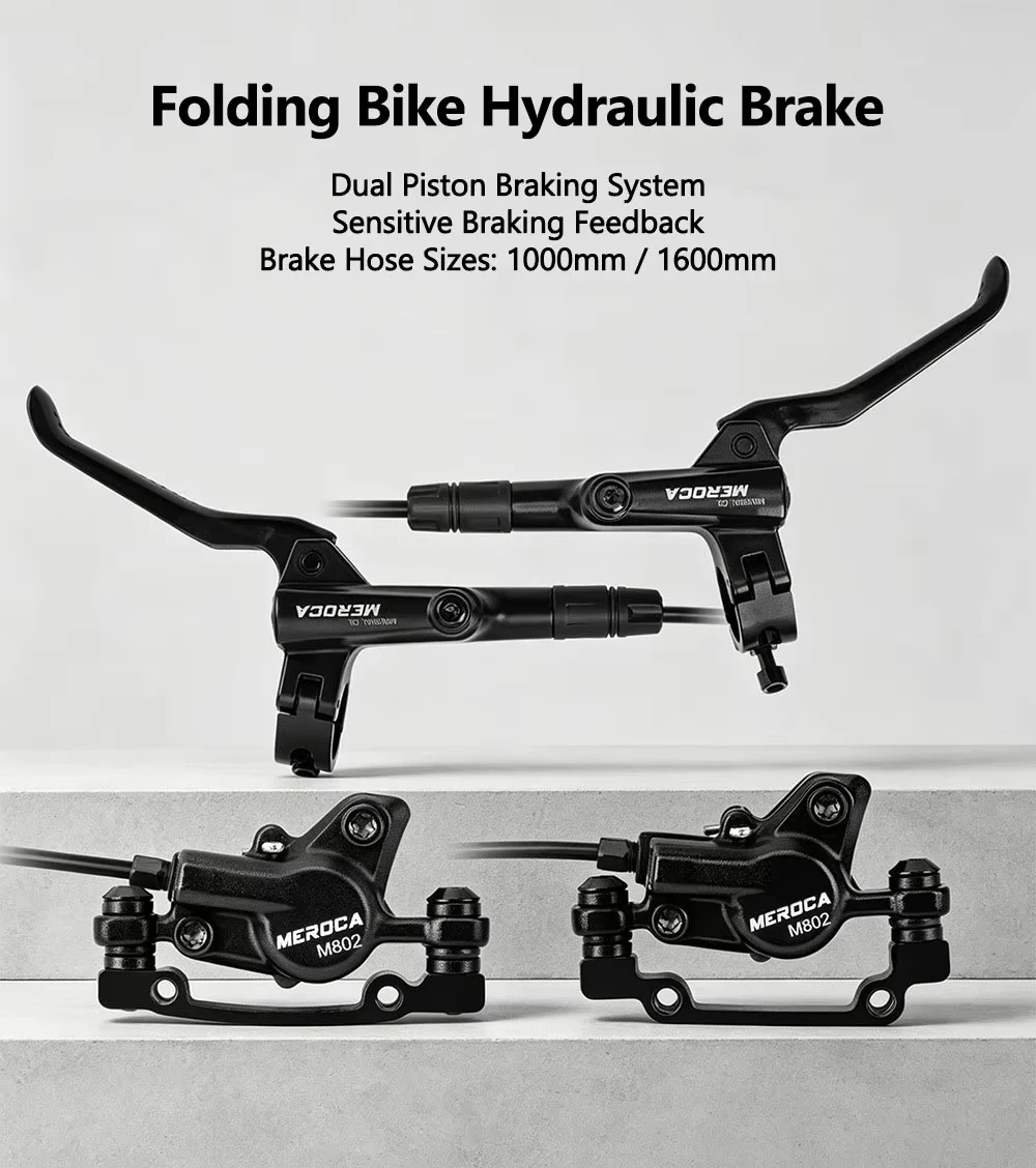 Folding Bike Hydraulic Disc Brake 1000/1600mm 2 Piston Aluminum Alloy Bicycle Oil Brake Sets