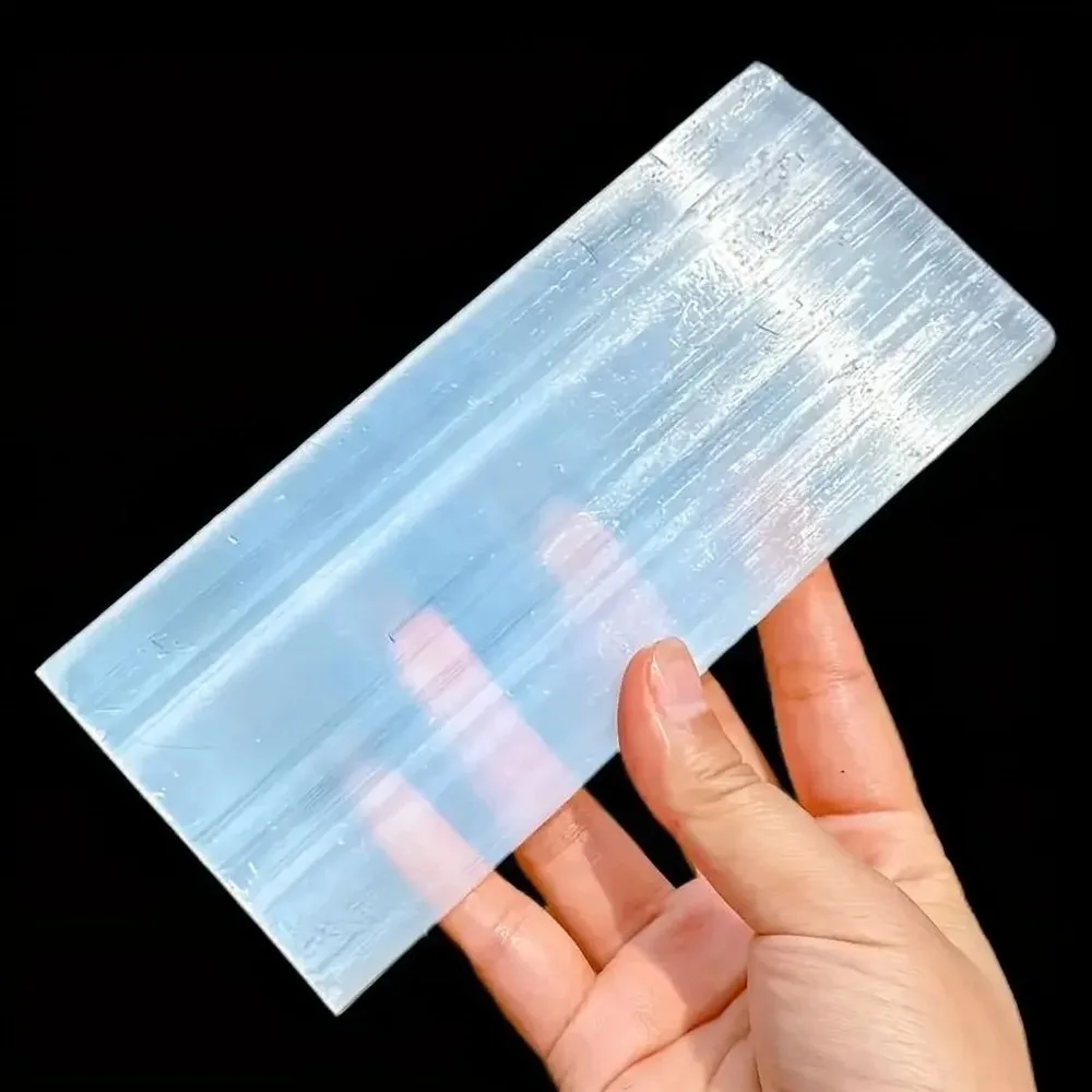 Large Natural Selenite Crystal Slab Charging Plate, Flat Mineral Stone for Cleansing & Purifying Healing Energy