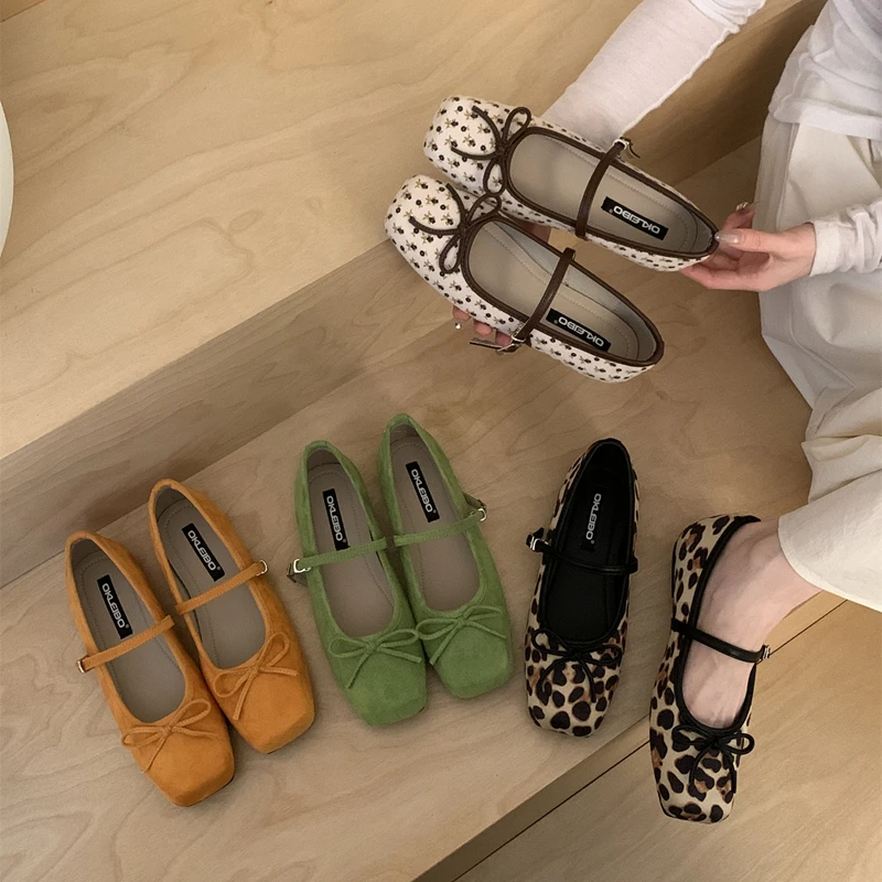 

SUOJIALUN Spring New Women Flat Shoes Fashion Round Toe Bow-knot Ladies Casual Mary Jane Shoes Soft Flat Heel Dress Boat Shoes