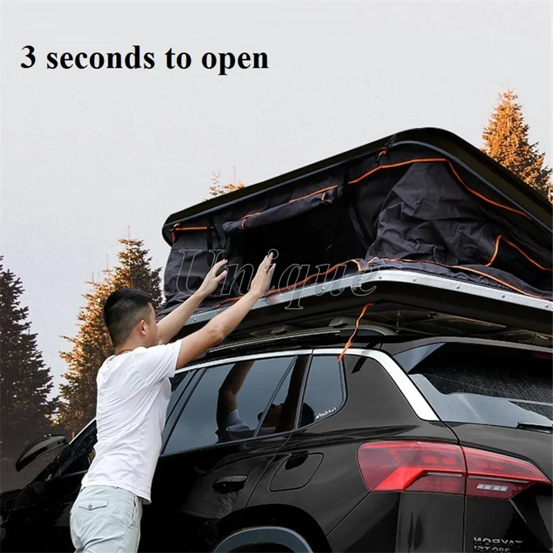 Outdoor Hardshell Anto Camping Awning Car Top Roof Tent Bed, Luxury Car Roof Bed Folding for SUV Car, Free Ladder Lamp