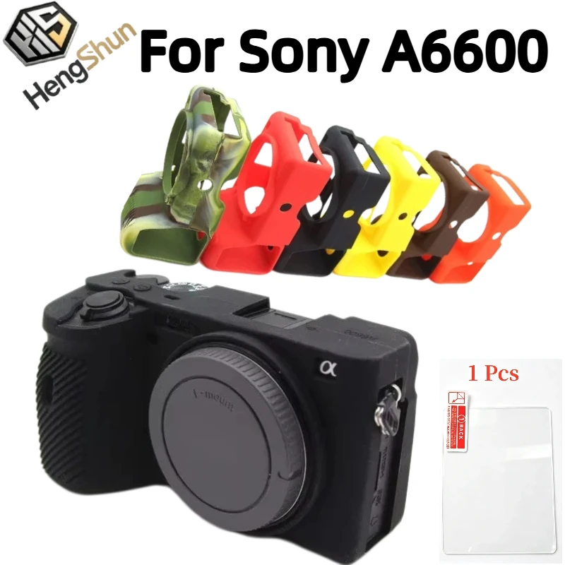 For Sony A6600 Soft Silicone Camera Case Shock‑Proof Anti‑Scratch Protective Cover With Free Tempered Glass Screen Protector