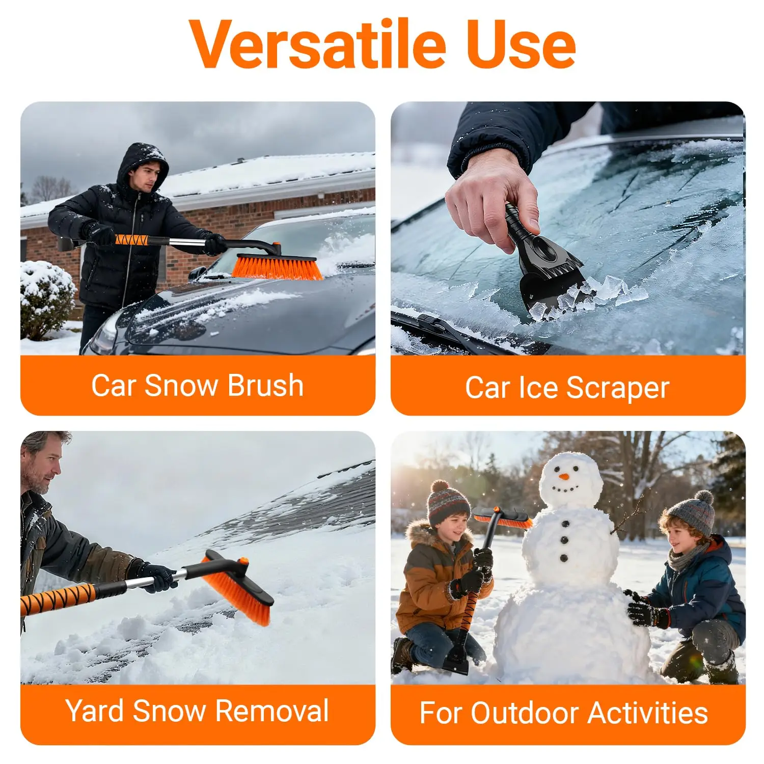 2-in-1 ausziehbare Schneebürste und Eiskratzer für die Windschutzscheibe, automatischer Schneebürsten-Eiskratzer mit 360 ° Schwenkbarer Bürstenkopf – Detail 3