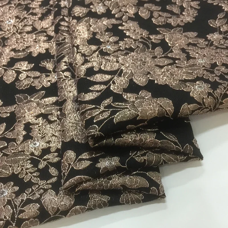 Gilded Brocade Jacquard Fabric Spring Autumn Dress Trench Coat Clothing Cloth European Brand Fashion Design Wholesale by Meter