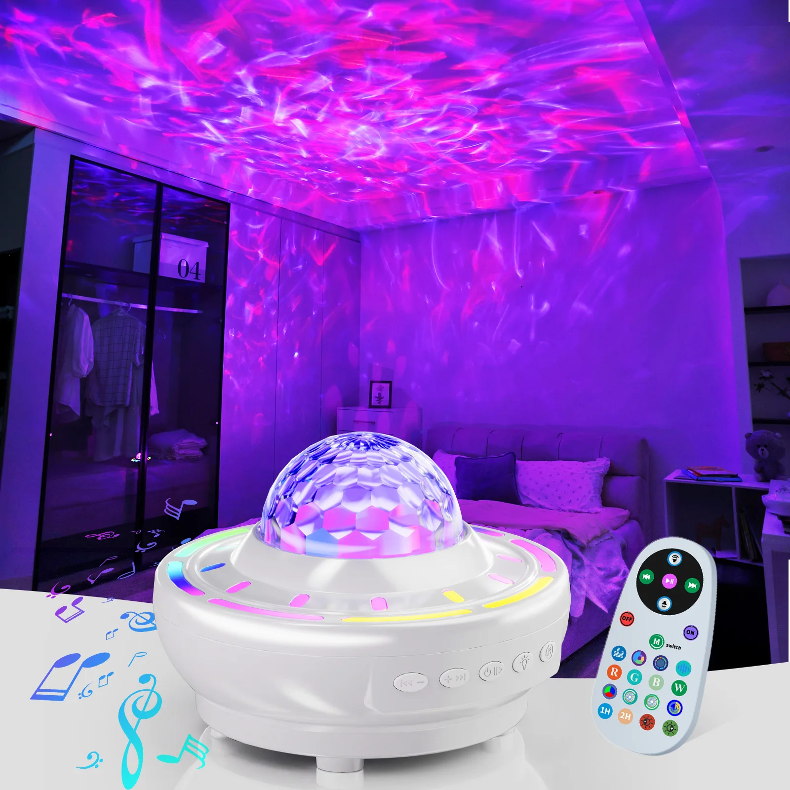 LED Bluetooth Speaker Atmosphere Light Usb Charging Northern Lights Dynamic Starry Sky Projection Light for Party Celebration