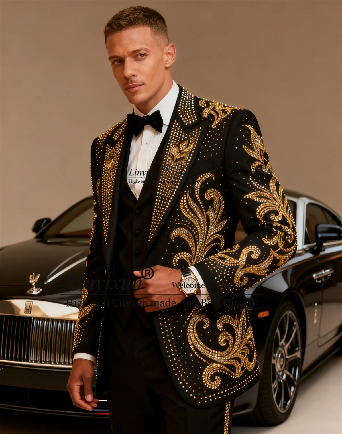 

Мужские костюмы с блестками и стразами и кристаллами, комплекты из 3 предметов, мужские пиджаки для жениха, формальные свадебные смокинги по индивидуальному заказу, облегающие, Ropa hombre