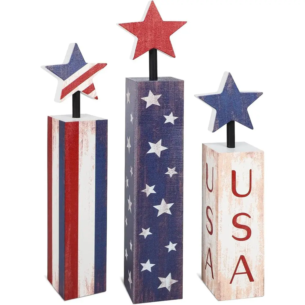 

Patriotic 4th of July Tiered Tray Decor Set, Red White Blue Memorial Day & Labor Day Home Office Decorations
