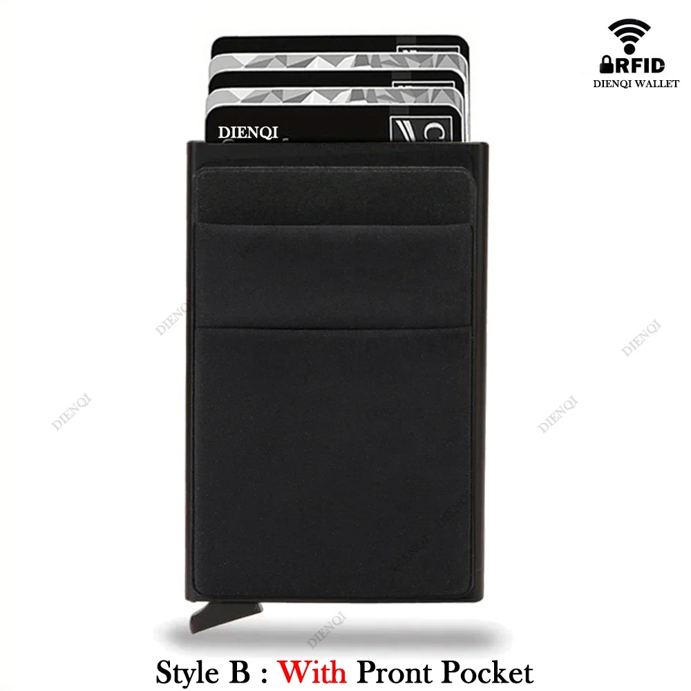 Rfid Smart Wallet Kartenhalter Metall Dünn Schlank Männer Frauen Geldbörsen Pop Up Minimalistische Geldbörse Kleine Schwarze Geldbörse Vallet Walets für Männer – Detail 9