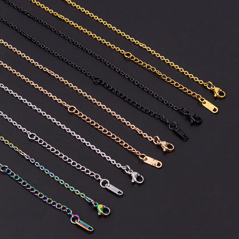 5pcs/Lot O Chain Necklace Stainless Steel Necklaces For Women Men Accessories Width 2.2mm Length 40+5cm DIY Pendant Choker Gift