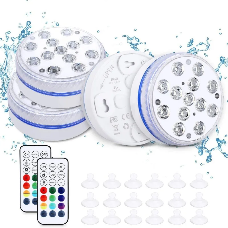 

Обновленный погружной 13LED подводный светильник с дистанционным управлением, подводный светильник для бассейна, IP68, яркая лампа RGB для пруда/бассейна/аквариума