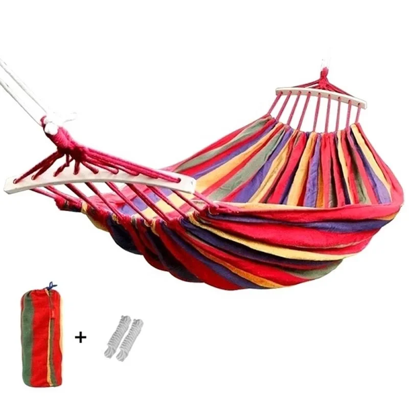 

Best Seller Durable Portable Cotton Canvas Stripe Double Single People Outdoor Travel Camping Hammock