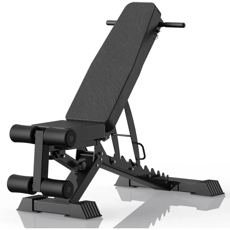 

AQAdjustable ,1100 LB Weight Capacity Heavy-duty Workout Bench,Extended Head,and Neck Protection Design,Foldable Fla