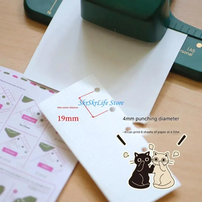 

E65E 3 Hole Paper Puncher 8 Sheets Capacity Heavy Duty Holes Punches with Adjustable Guide For PVC Cards Laminated Sheets