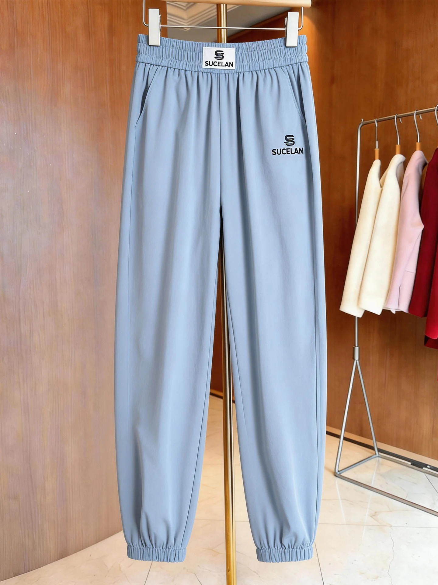 

Женские спортивные брюки из ледяного шелка, быстросохнущие, летние, новые, тонкие, с высокой талией, повседневные, свободные, драпирующиеся, утягивающие, в стиле Харлан