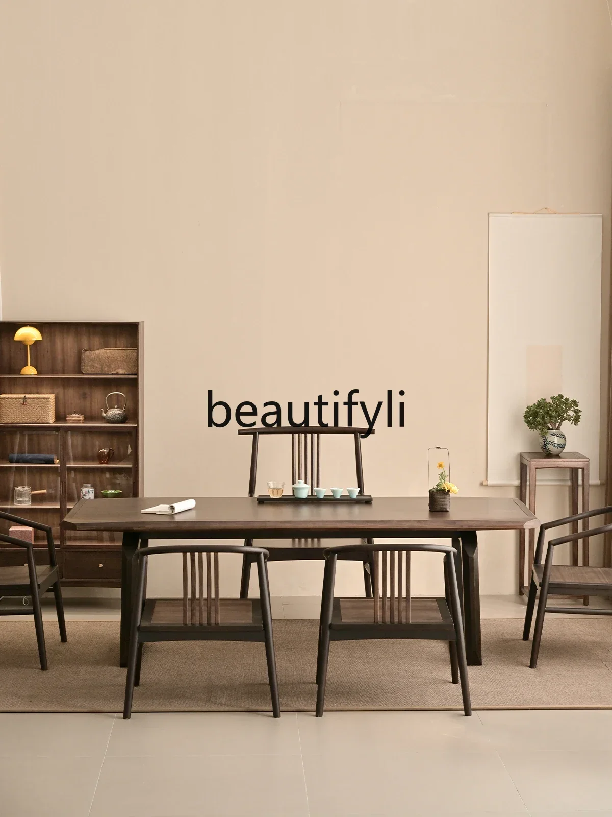 

Cy56 Modern simple solid wood two-meter tea table and chair combination, new Chinese tea table in the living room, new high-end