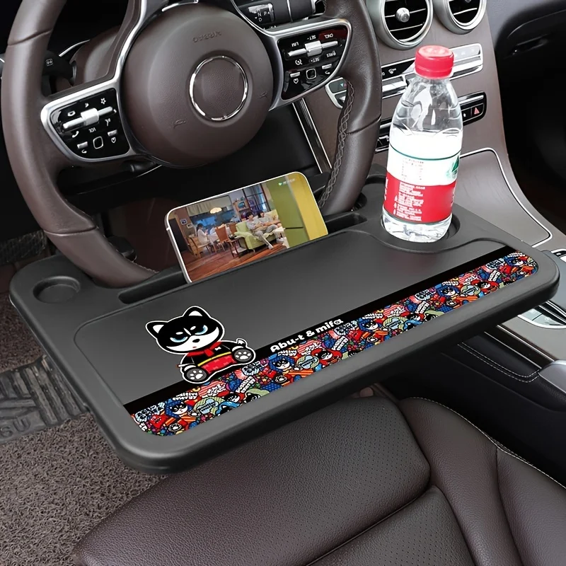 

Universal Cartoon Portable Car Steering Wheel Dining Table Holder Car Laptop Computer Desk Stand Drink Food Coffee Tray Board