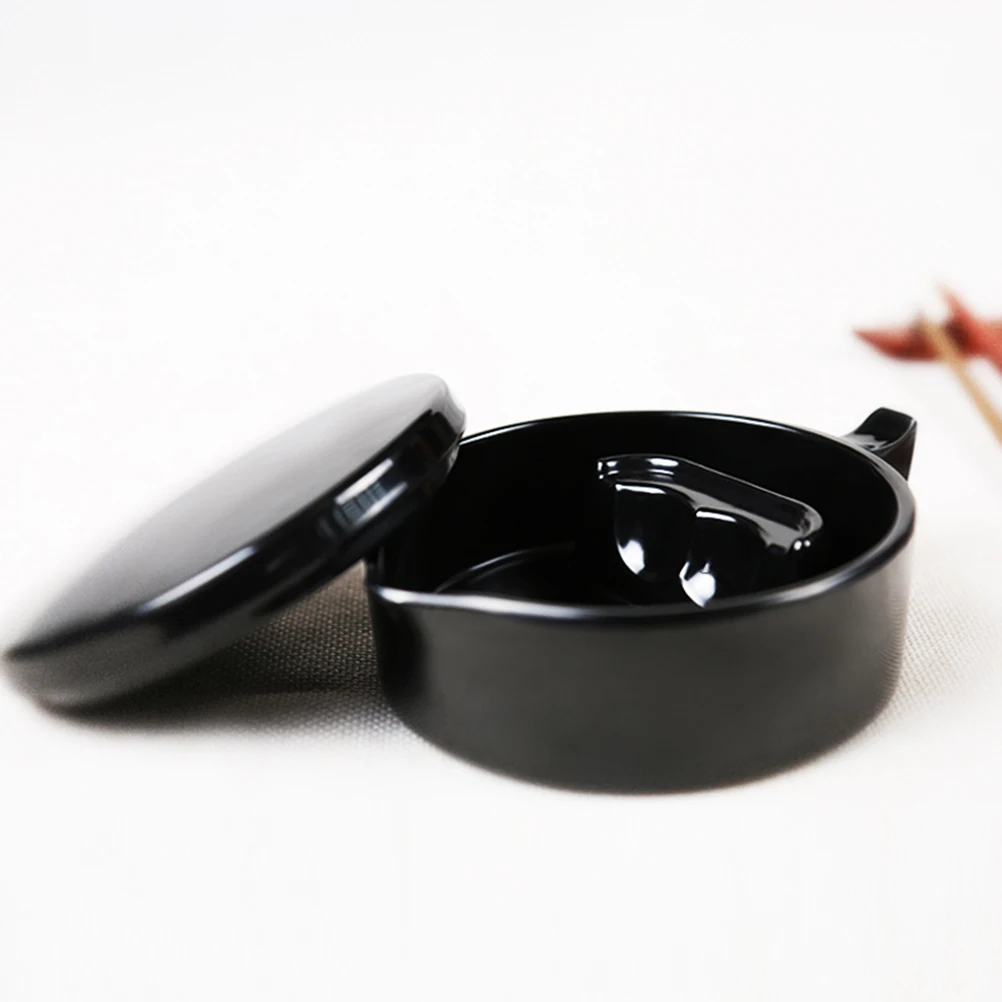 

Plates Ink Bucket with Cover Chinese Inkstone Delicate Black Calligraphy Accessory