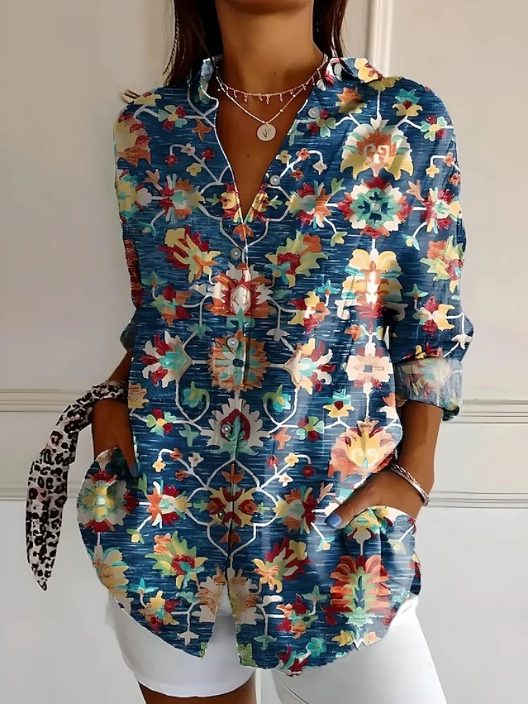 

2025 Новая женская рубашка на пуговицах с длинными рукавами, повседневная летняя модная женская удобная дышащая рубашка в повседневном стиле