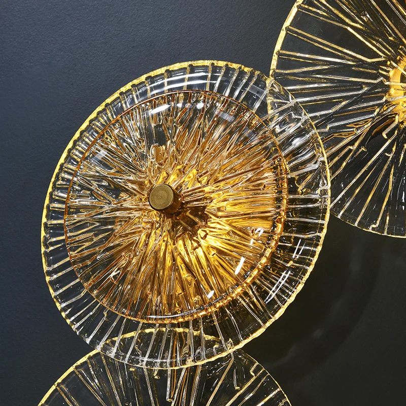 Nordic Glass Metal Round Plate Wall Sconce Light Indoor Light Fixtures Bedroom Bedside Home Decoration Luxury Led Wall Lamps