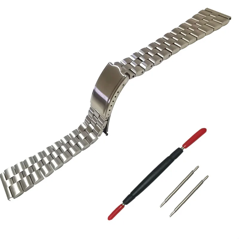 SKX 6138 Silver 19mm Stainless Steel Universal Straight End President Watch Strap Band Bracelet Fit for SKX 6138 Series Watch