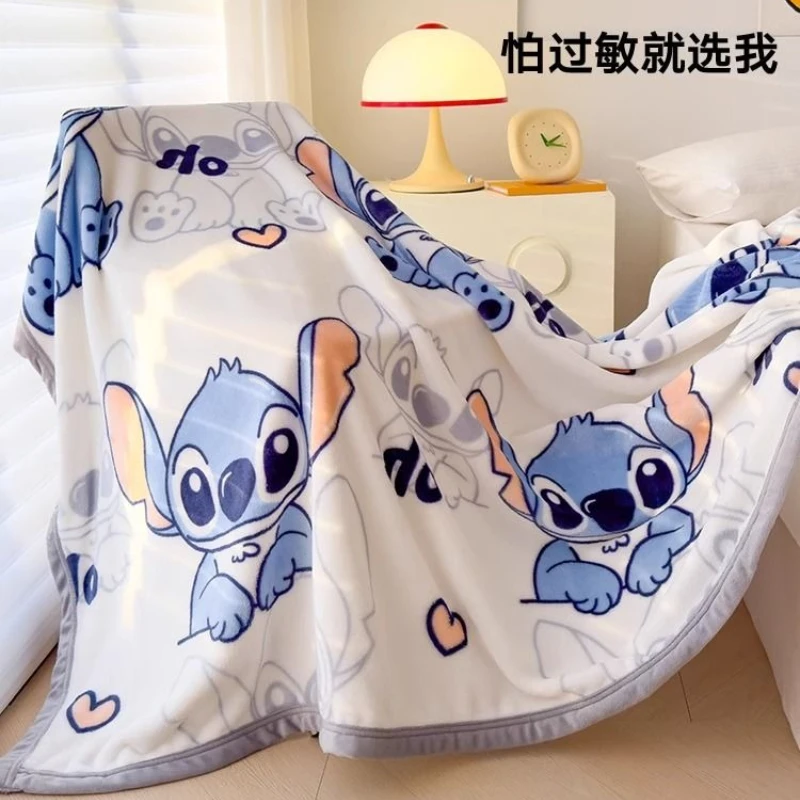 남성과 여성을위한 귀여운 디즈니 카와이 스티치 새로운 홈 부드럽고 가벼운 패션 만화 인쇄 패턴 자동차 사무실 따뜻한 담요