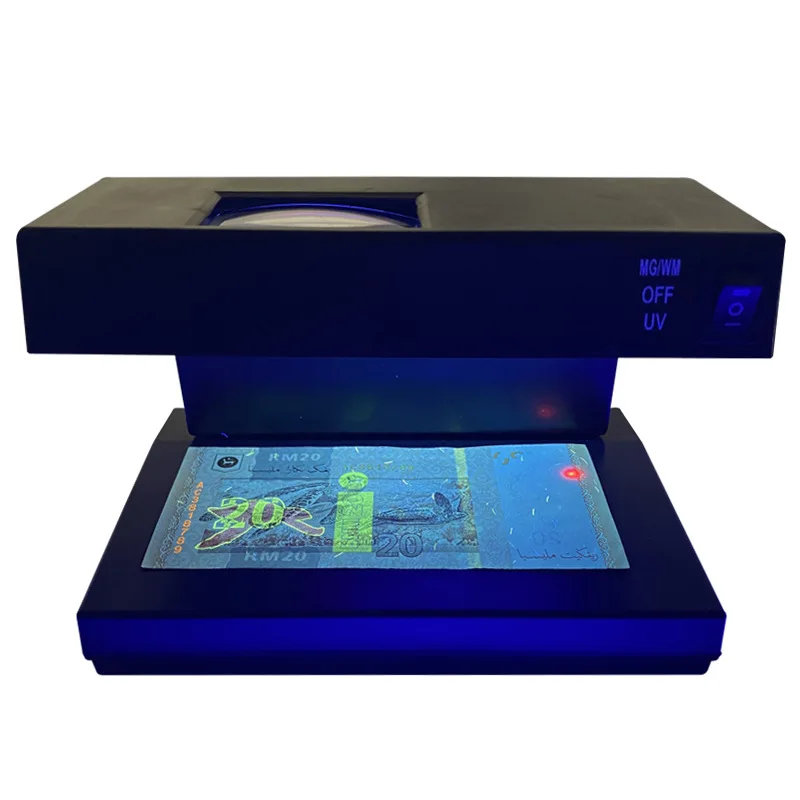 Counterfeit Money Detector AD-2138 UV MG 9W Magnifier White Light Watermark Detection for Retail Office Banknote Tester Machine
