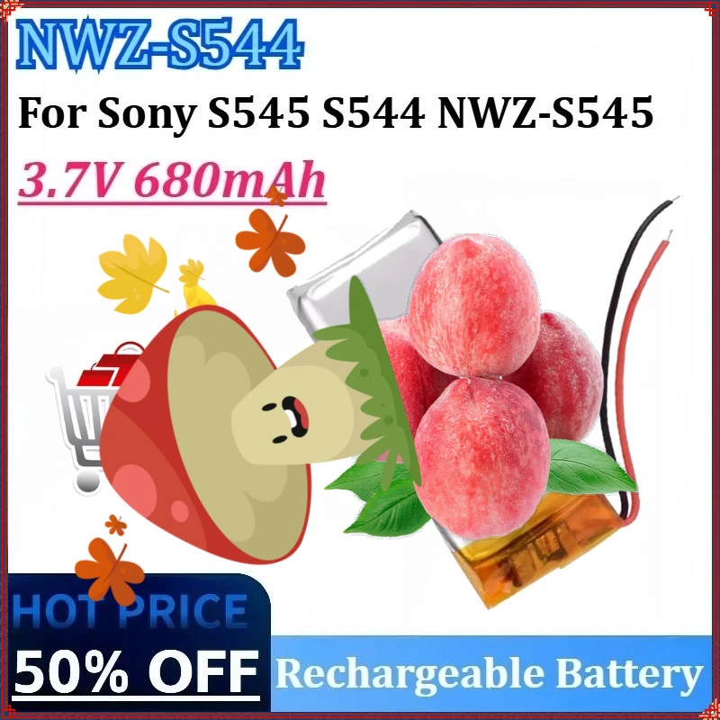 

New NWZ-S544 3.7V 680mAh High Quality Rechargeable Battery for Music Player MP3 for Sony NWZ-S544 S545 S544 NWZ-S545 Batteries