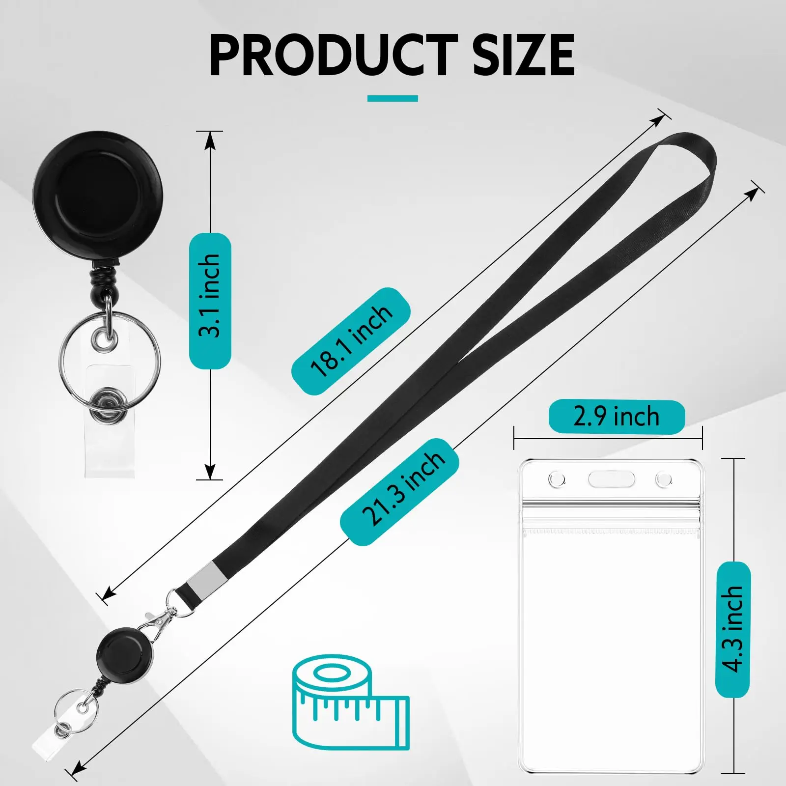 Waterproof PVC Retractable Lanyard  for ID Badge Holder ID Card Holder with Hanging Rope Work Name Tag Lanyard Office Supplies