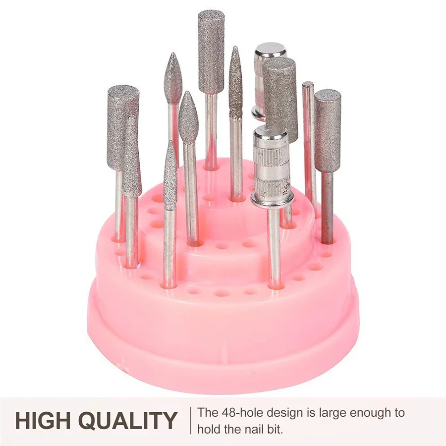 1pc 48 Holes Professional Nail Art Drill Bit Holder Exhibition Stand Displayer Nail Manicure Tool Acrylic Cover Box