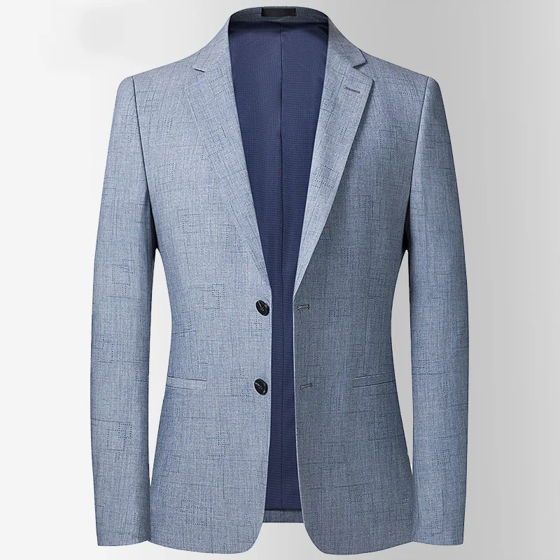 

KIDWHXR Men Suit Coat Thin Simple Single-breasted Male Outerwear British Style Long Sleeve Breathable Business Casual Man Blazer