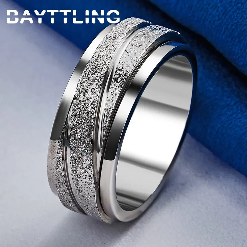 Real 925 Sterling Silver 7/8/9/10# Frosted Men Ring For Fashion Punk Woman Charm Party Wedding Couple Gift Party Jewelry