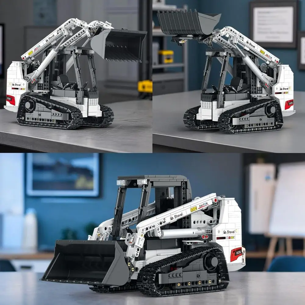 Set di blocchi da costruzione per minipala Bobcat con telecomando, multiplayer da 2,4 GHz, 1227 pezzi, ideale per bambini e collezionisti