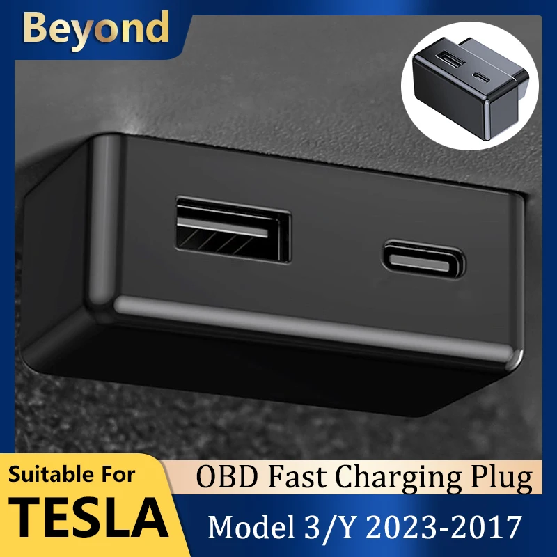 

2023 Model Y Hidden OBD Adapter Phone PD Fast Charging Dual Port For Tesla Model 3 Accessories