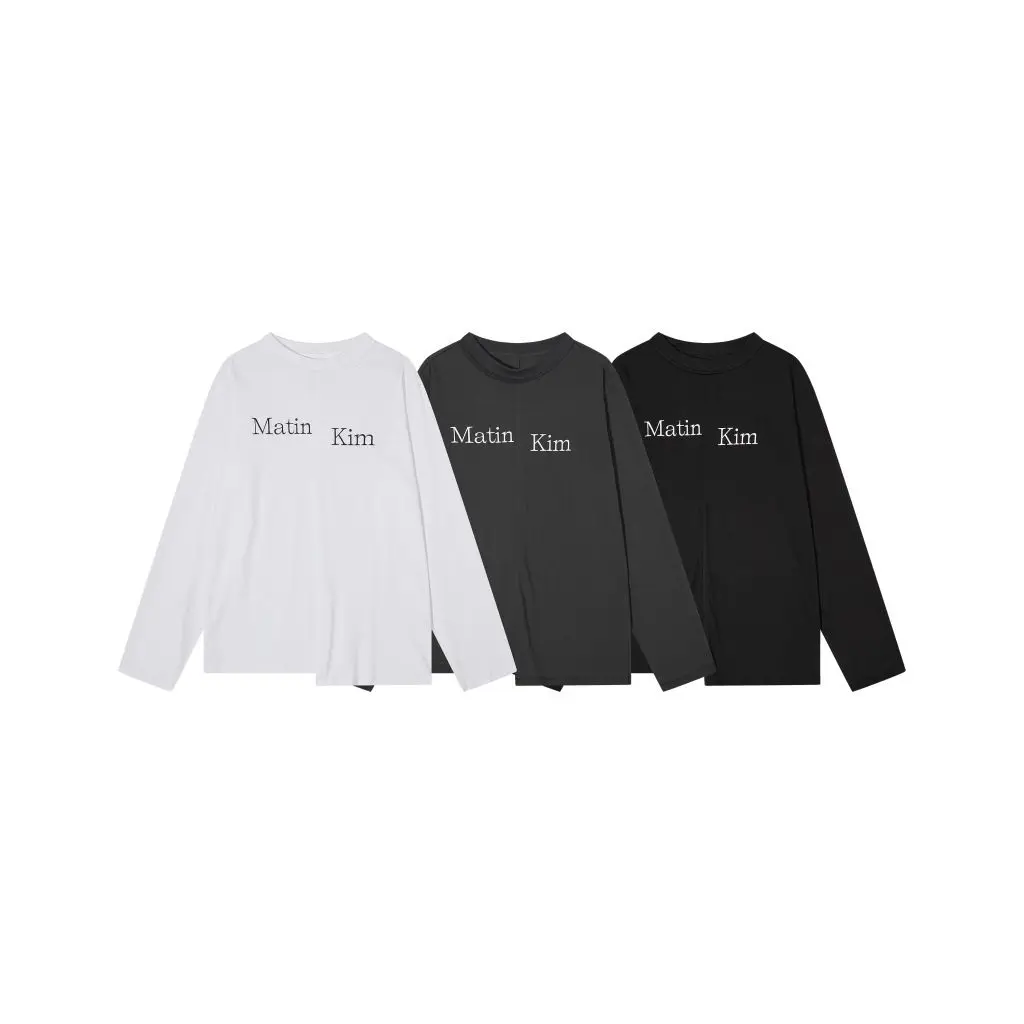 Korean Streetwear Brand Matin Kim Irregular Patchwork Logo Letter Print Oversized Long Sleeve T-Shirt Couple Matching