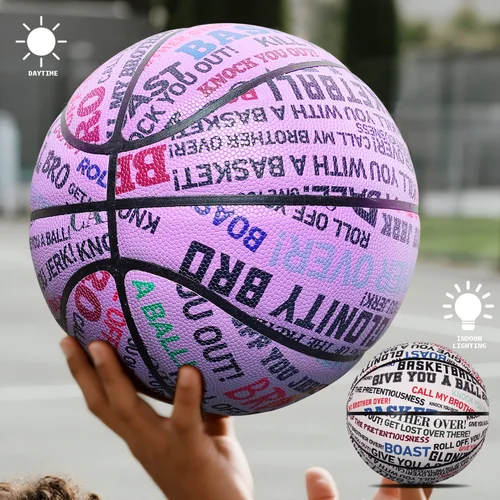 Imagen 2 del producto Pelota de baloncesto que cambia de Color de PU suave de alta calidad talla oficial 6/7 para hombres y mujeres pelota de juego de entrenamiento interior pelota de calle al aire libre