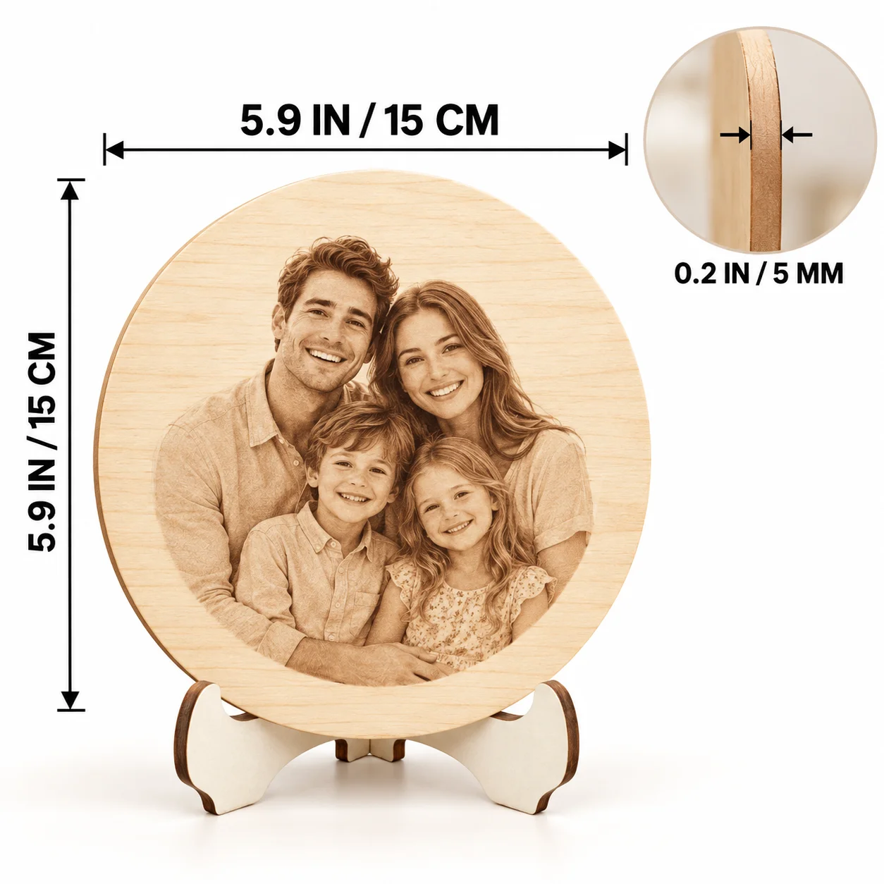 Custom Wooden Photo Plaque Custom Engraved Picture on Wood with Text for Couple Family Anniversary Memorial Wedding Birthday