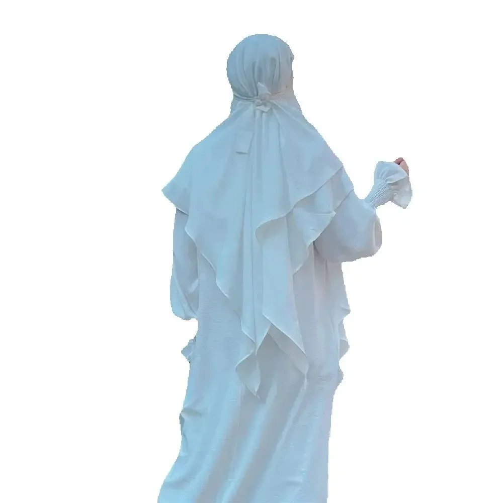 

Eid Prayer Garment Long Khimar Islamic Women Overhead Hijab Sleeveless Tops Robes Ramadan Abayas Muslim Arab Clothing Headdress