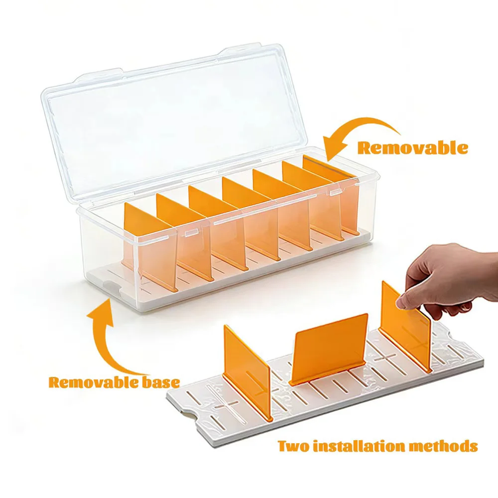 

Transparent Dust-proof Storage Box with 7 Dividers Multi Functional Display Box Home Storage Tools for Jewelry, Cards & Badges