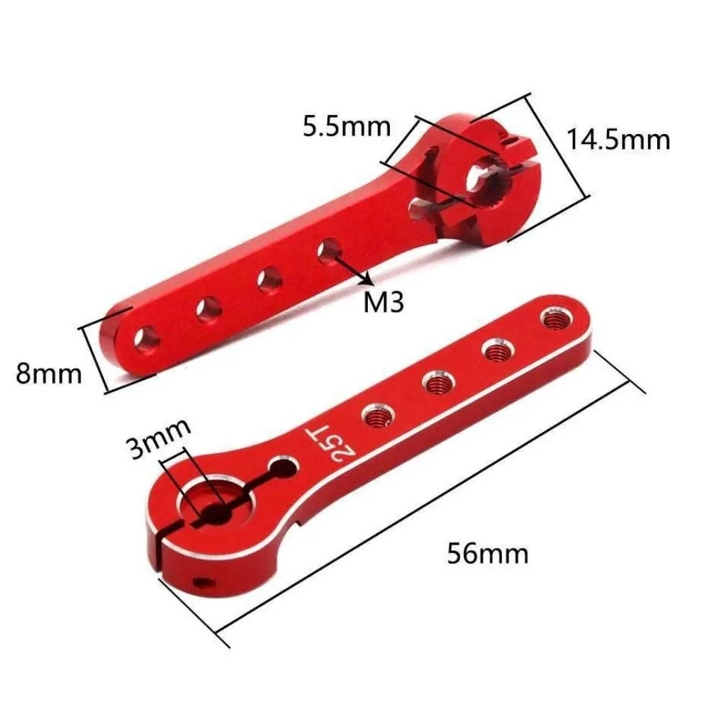 25T Metal Servo Arm Red Black Aluminum Alloy Servo Swing Arm Durable 56mm 25 Teeth Extension Steering Horn for RC Airplane Car - view 5