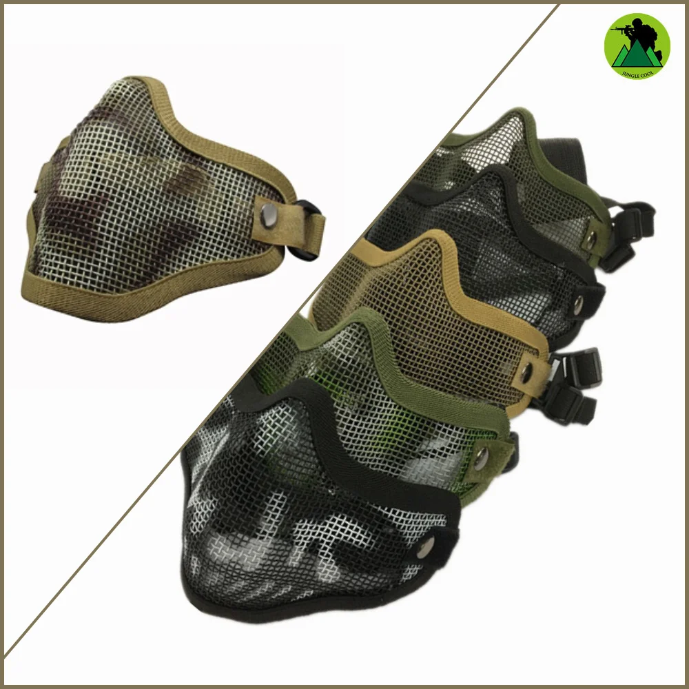 Airsoft Mask Metal Mesh Half Face Protection Strike Style Black Khaki Army Green Hunting Accessories Hunting Apparel