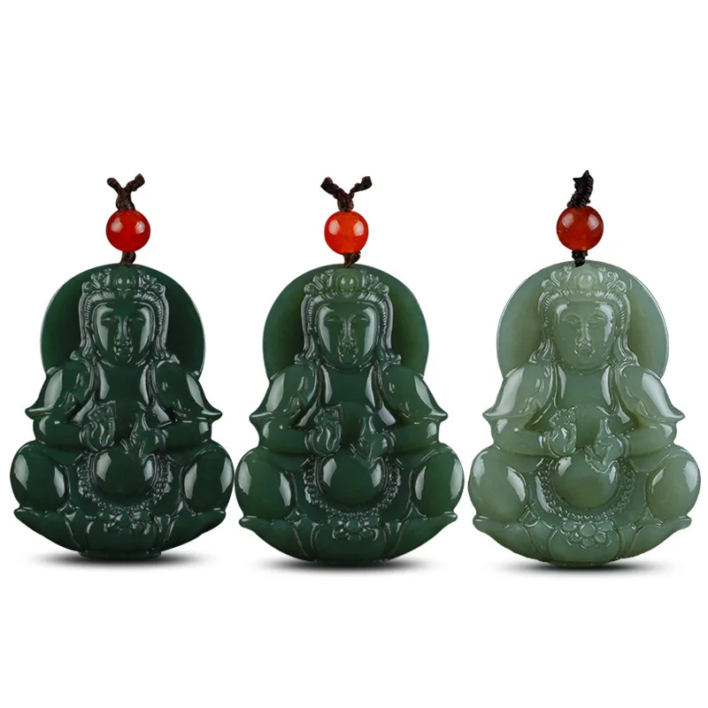 Hetian Blue Jade Guan Yin Men's Holy-Water Vase Guanyin Pendant