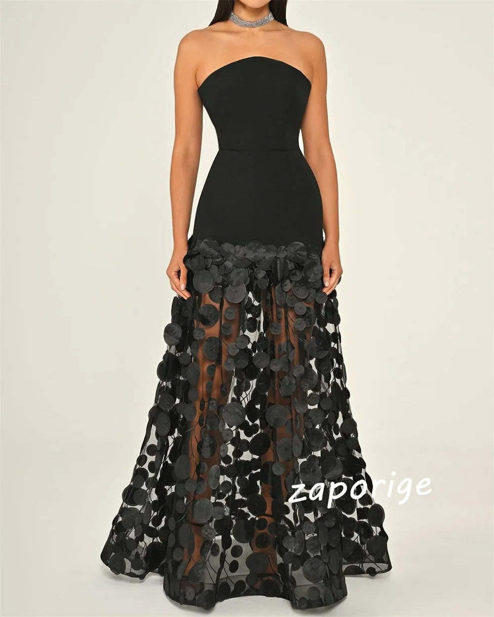 

Customized Jersey Applique A-line Strapless Long Dresses Bespoke Occasion Homecoming Fashion Matching