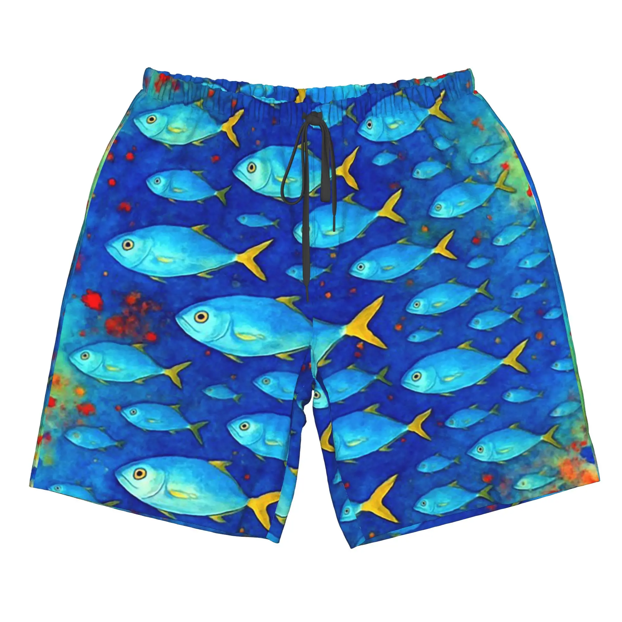 Blue Depths and Golden Tails 2 Trunks Beach Board Shorts Casual Quick Dry Swimming Summer Men Pants
